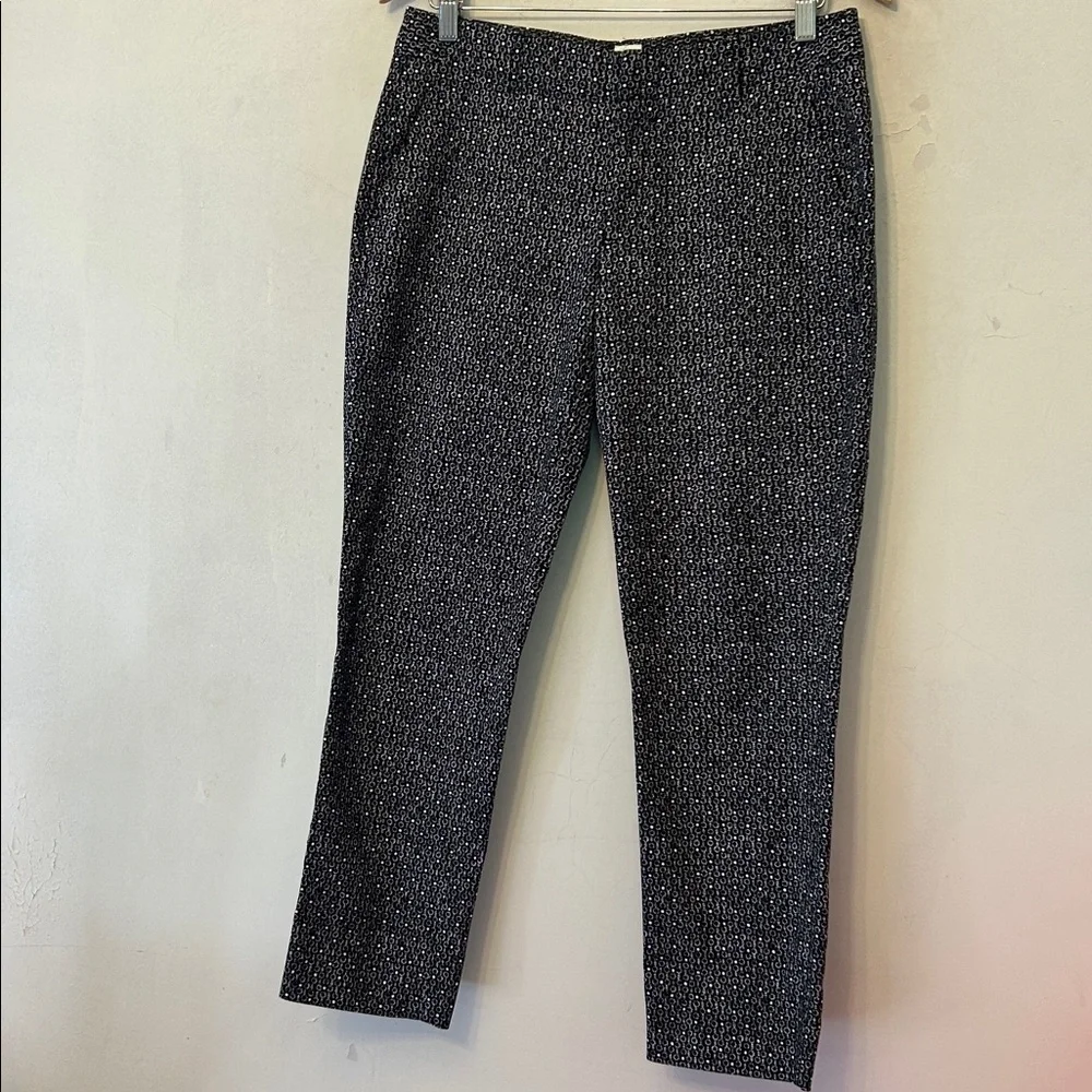 Gap black white patterned slim crop pants Size 6 EUC